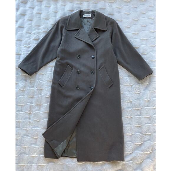 🔥VTG 90s Union Made Jones New York Double Breasted Wool Overcoat Old Money M-XL - Picture 4 of 16